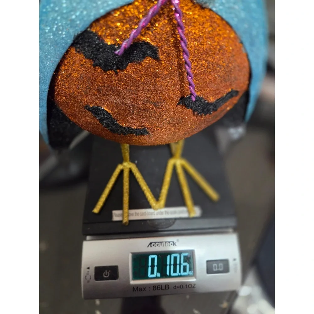 Halloween Vampire Owl Metal Glitter Tabletop Figurine Blue Cape Bat Decor 11.5in